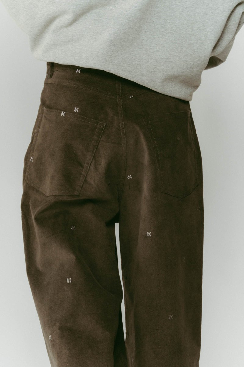 K motif velveteen pants(unisex)/graykhaki - KNUTH MARF