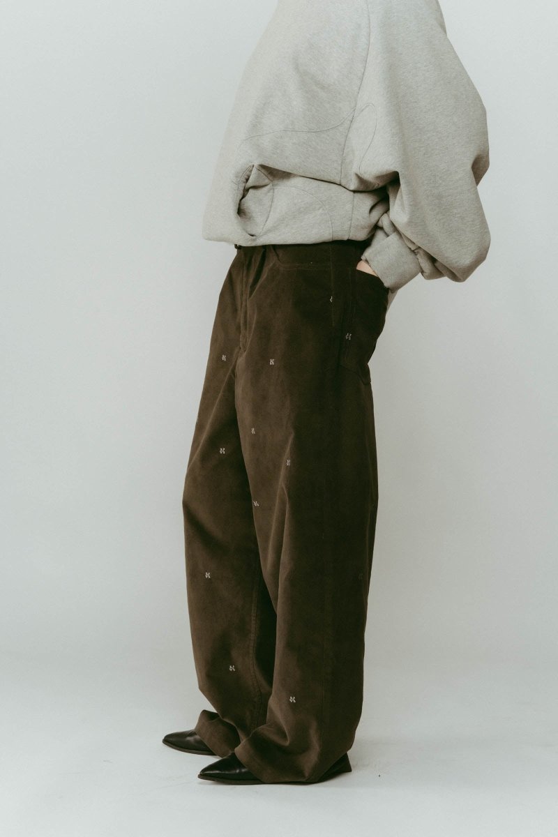K motif velveteen pants(unisex)/graykhaki - KNUTH MARF