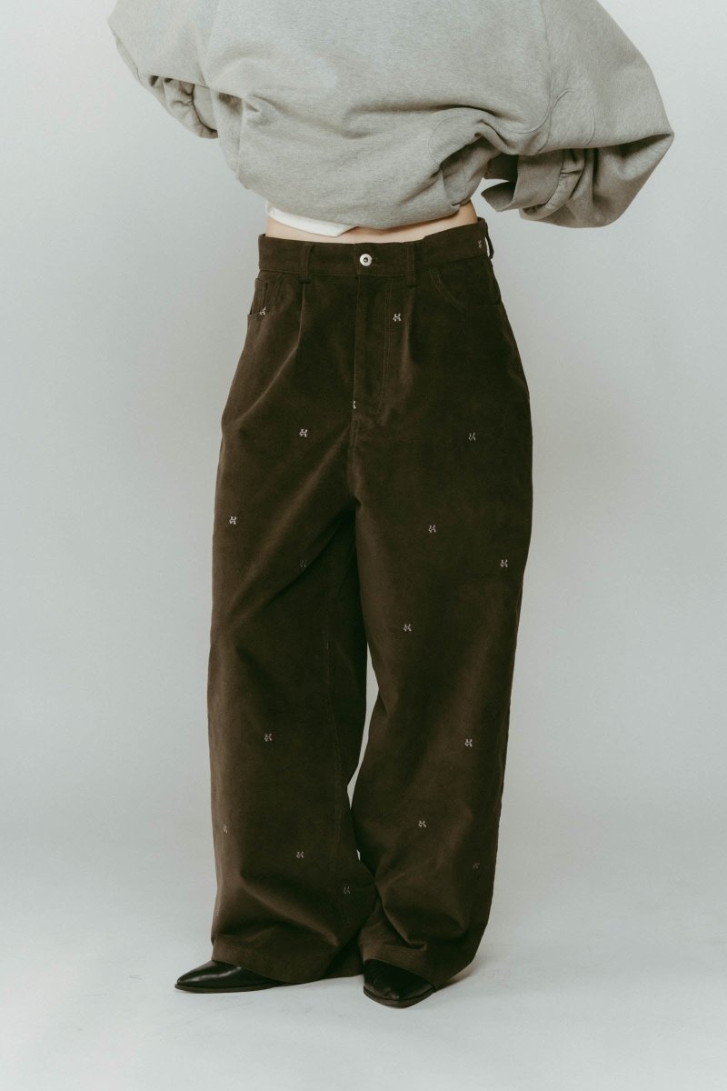 K motif velveteen pants(unisex)/graykhaki | KNUTH MARF