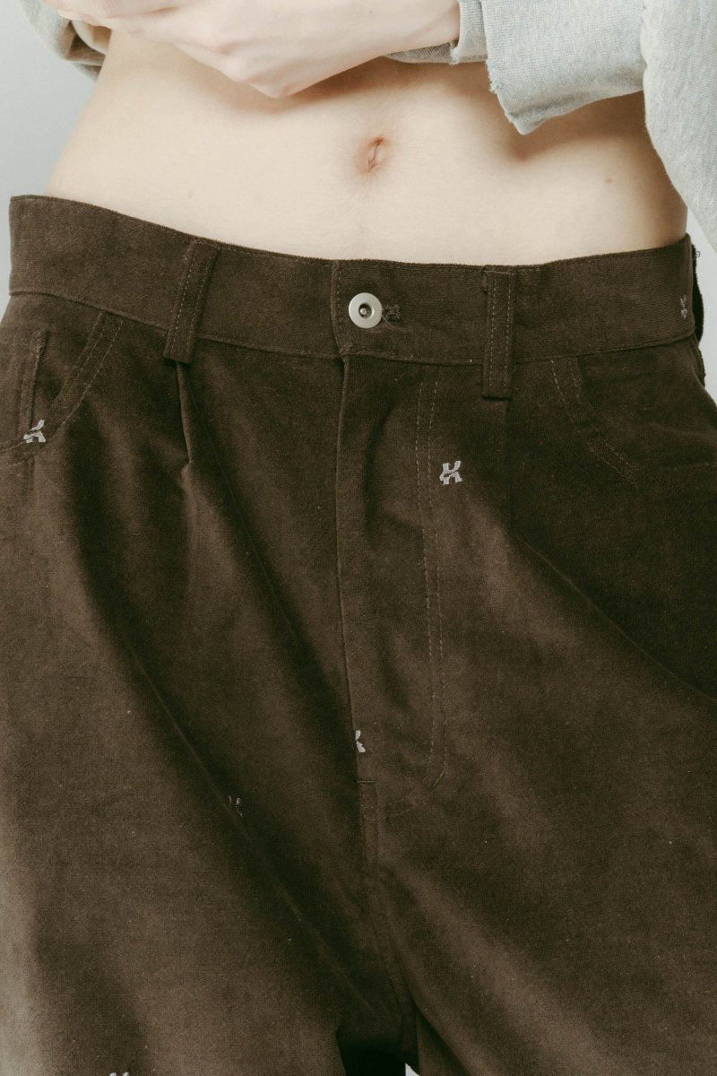K motif velveteen pants(unisex)/graykhaki - KNUTH MARF