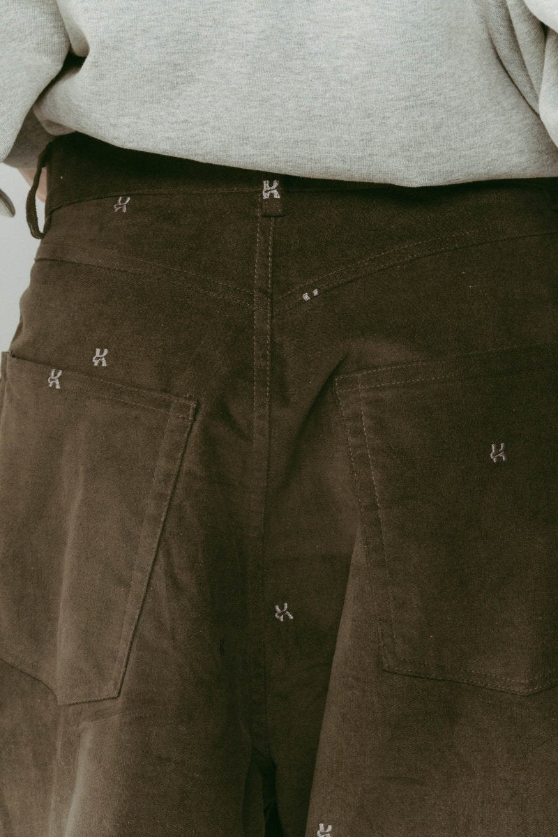K motif velveteen pants(unisex)/graykhaki - KNUTH MARF