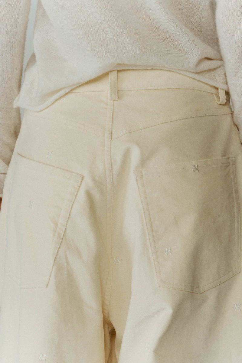 K motif velveteen pants(unisex)/ivory - KNUTH MARF