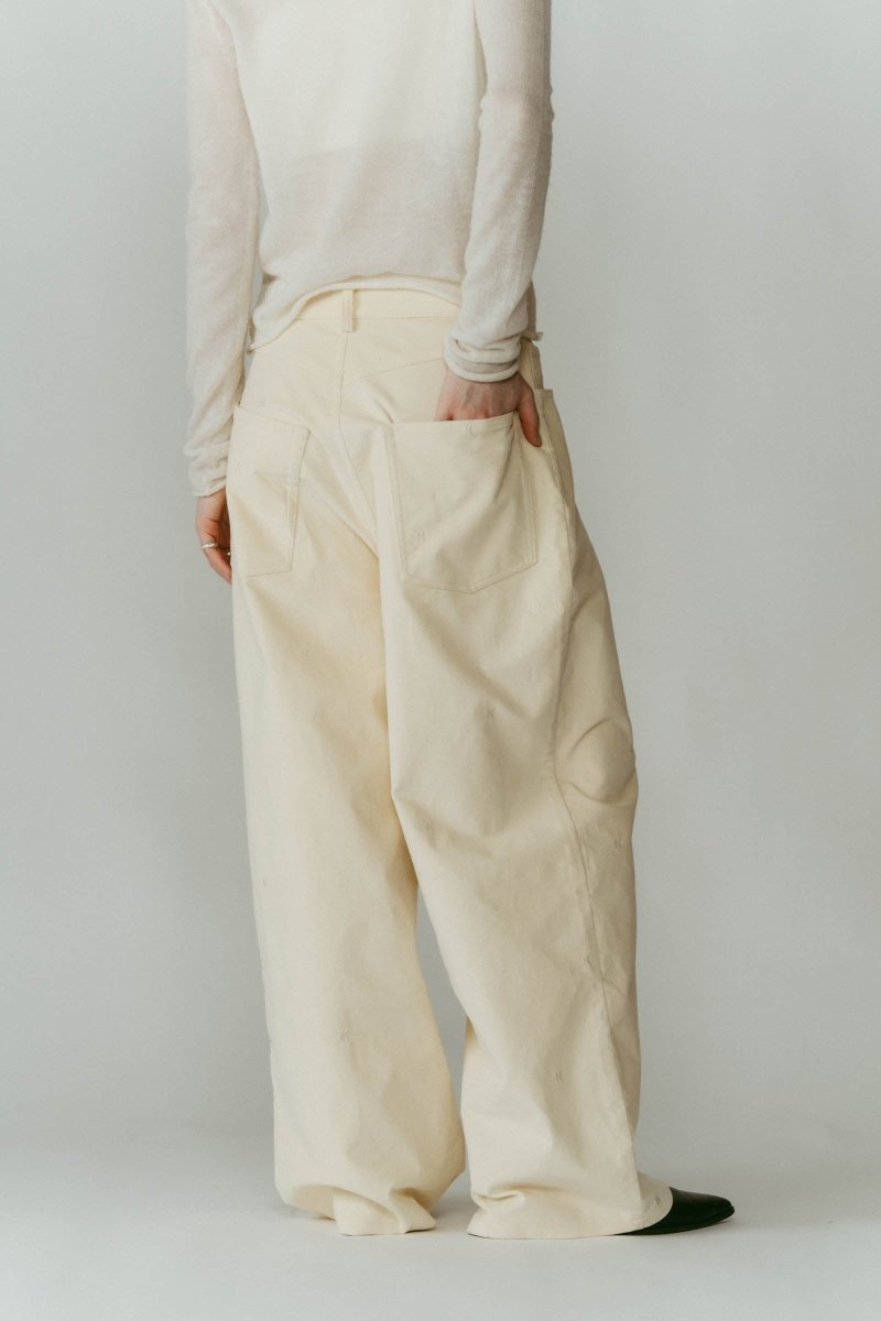 K motif velveteen pants(unisex)/ivory - KNUTH MARF