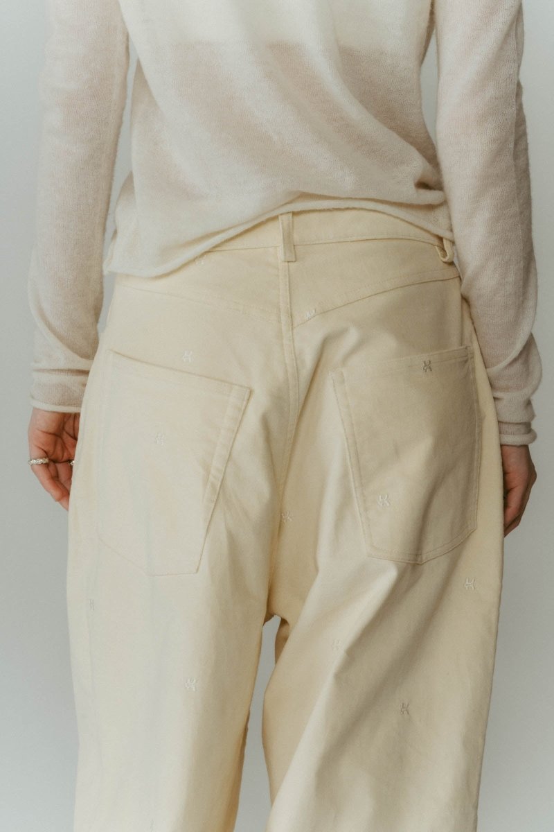 K motif velveteen pants(unisex)/ivory - KNUTH MARF