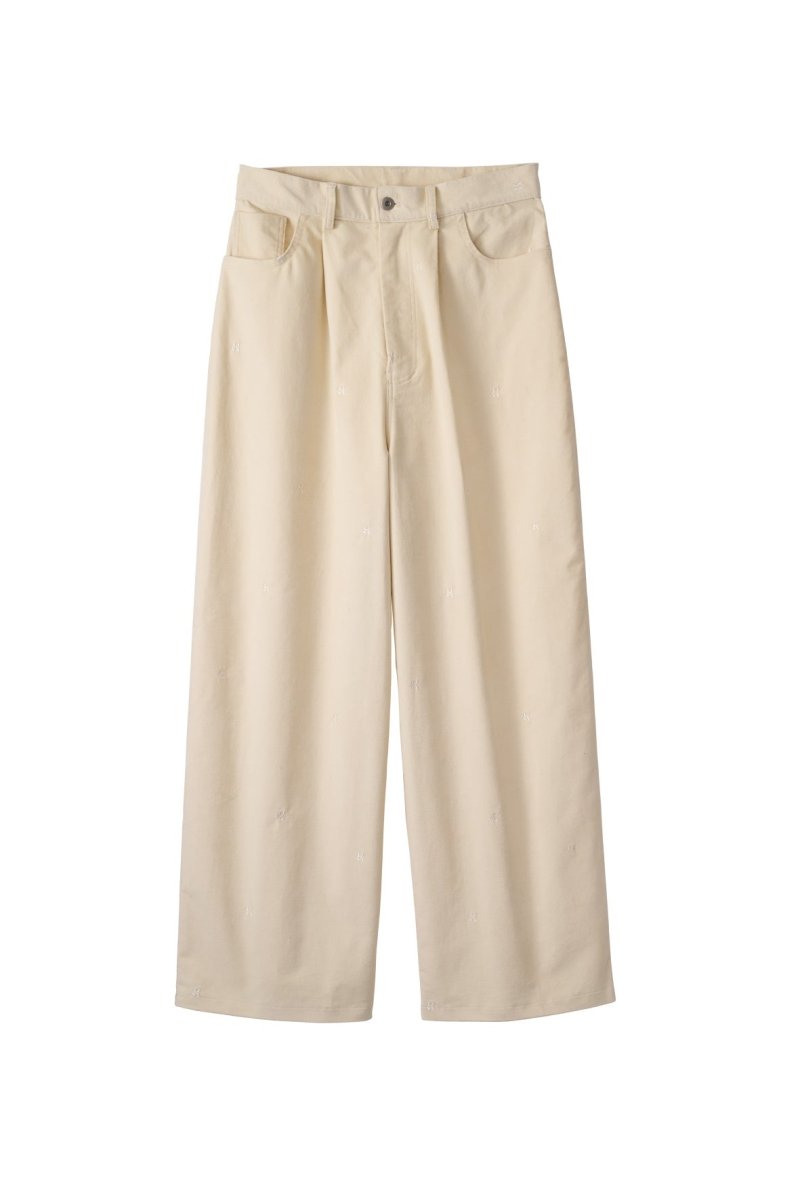 K motif velveteen pants(unisex)/ivory - KNUTH MARF