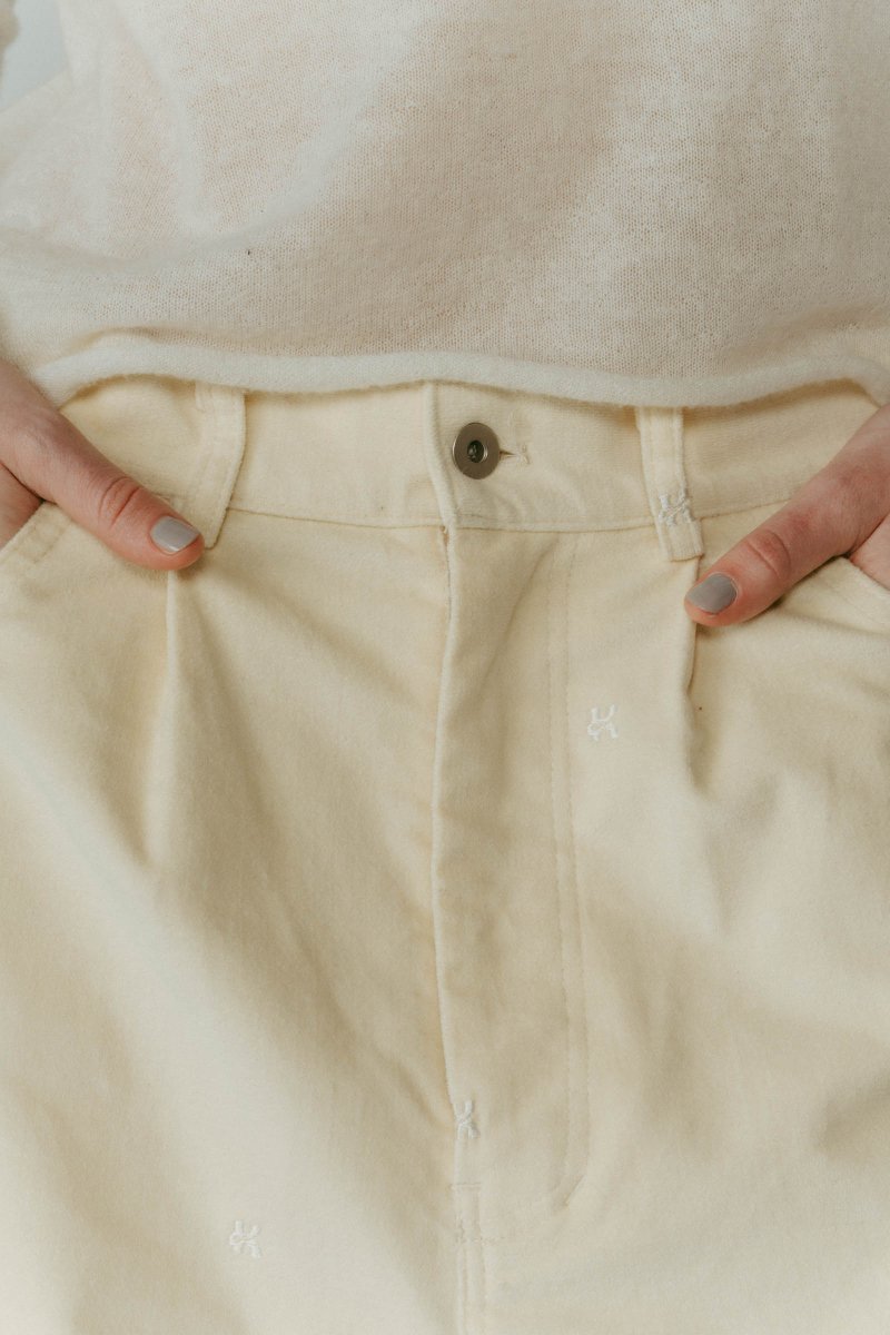 K motif velveteen pants(unisex)/ivory - KNUTH MARF