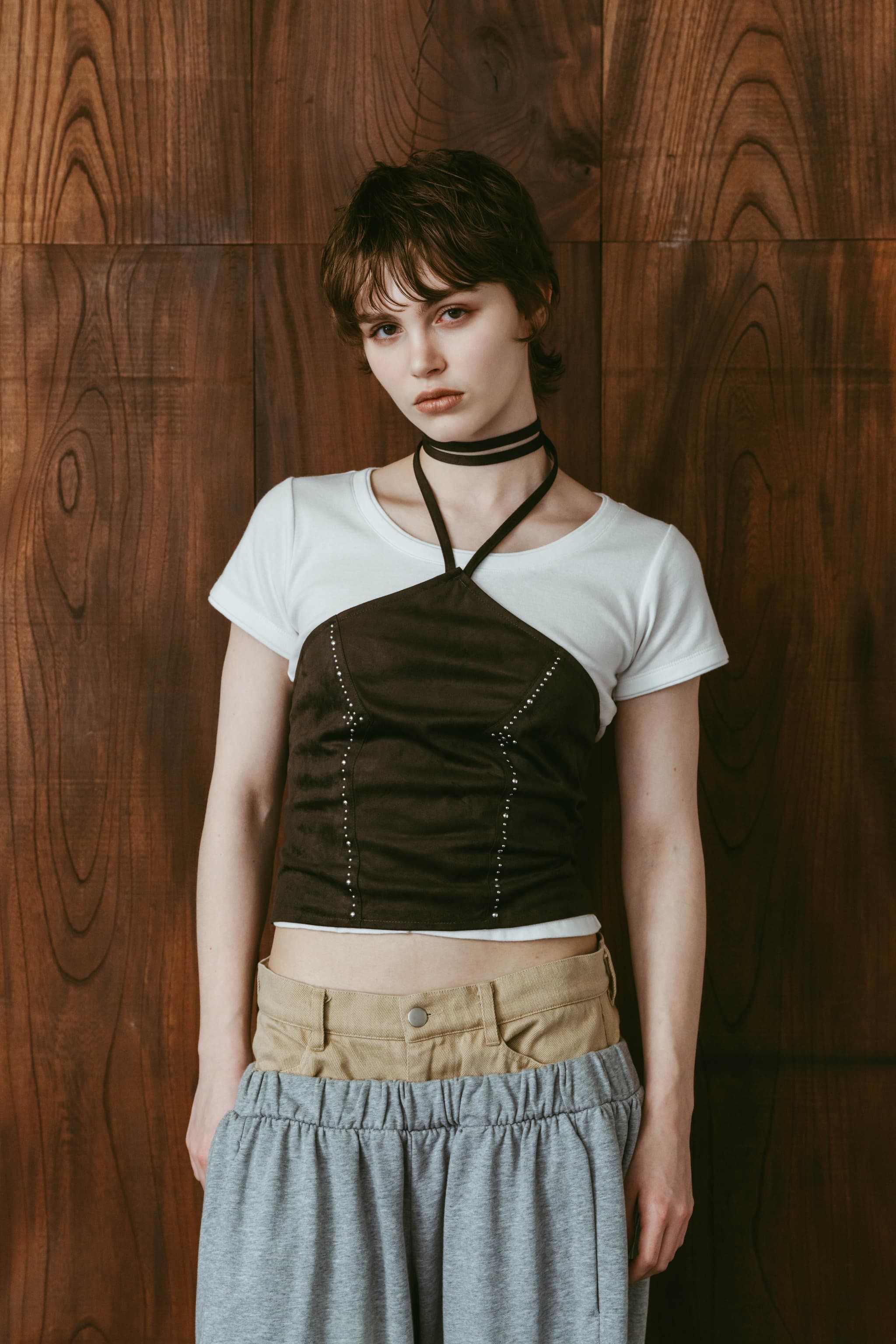 suede bustier top/darkbrown | KNUTH MARF