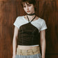 suede bustier top/darkbrown