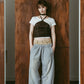 suede bustier top/darkbrown
