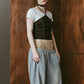 suede bustier top/darkbrown