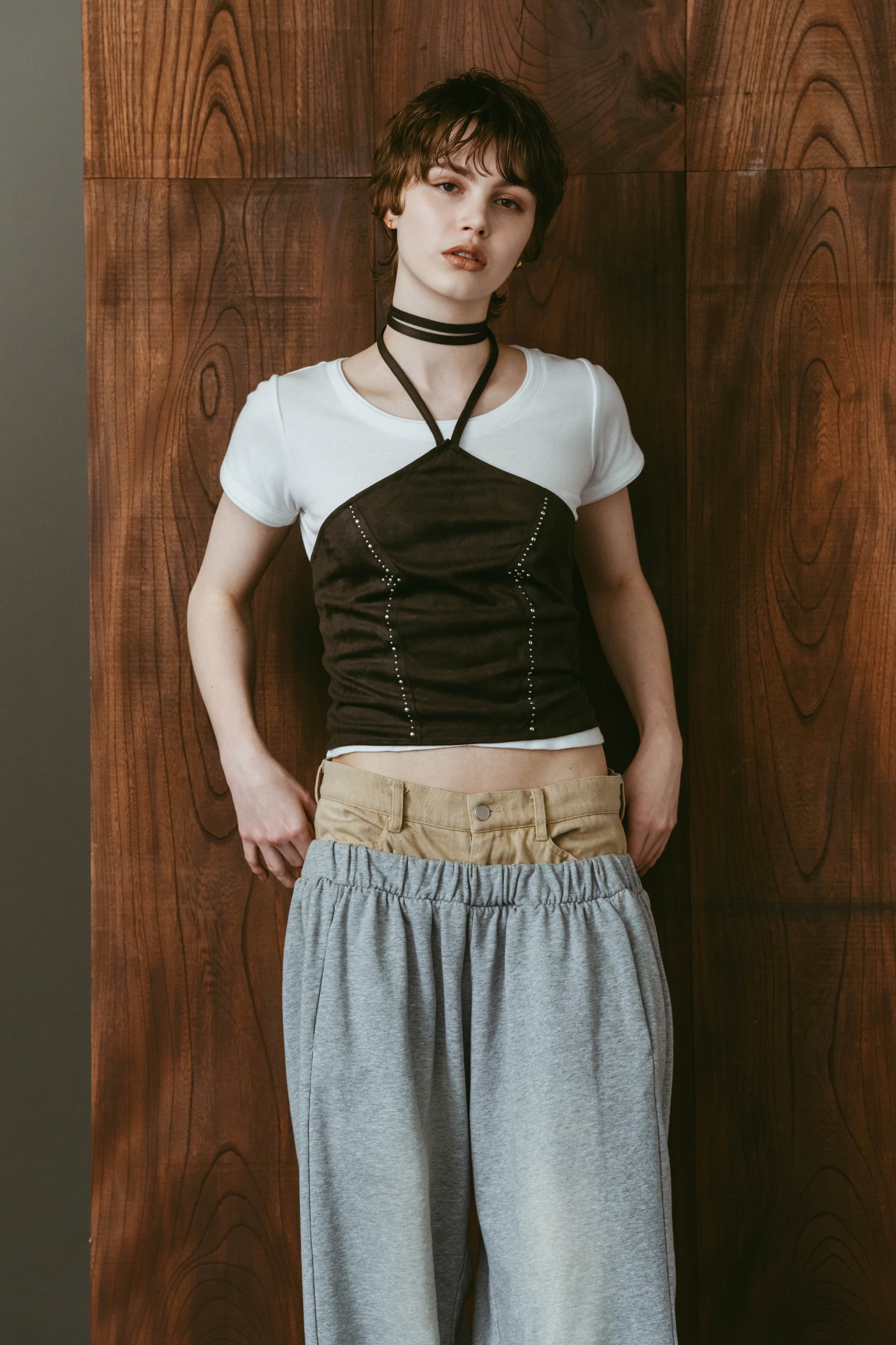 suede bustier top/darkbrown | KNUTH MARF