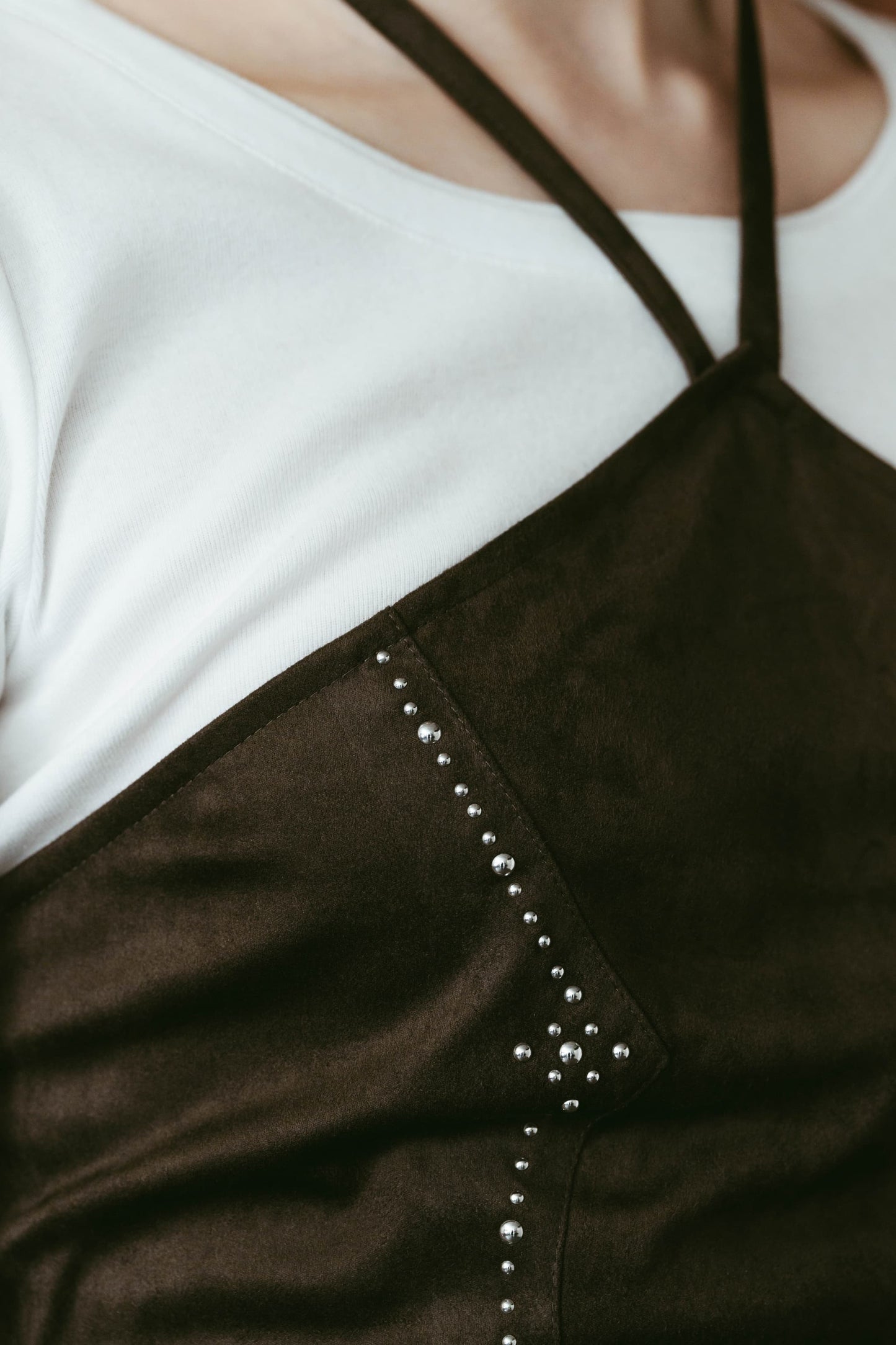 suede bustier top/darkbrown