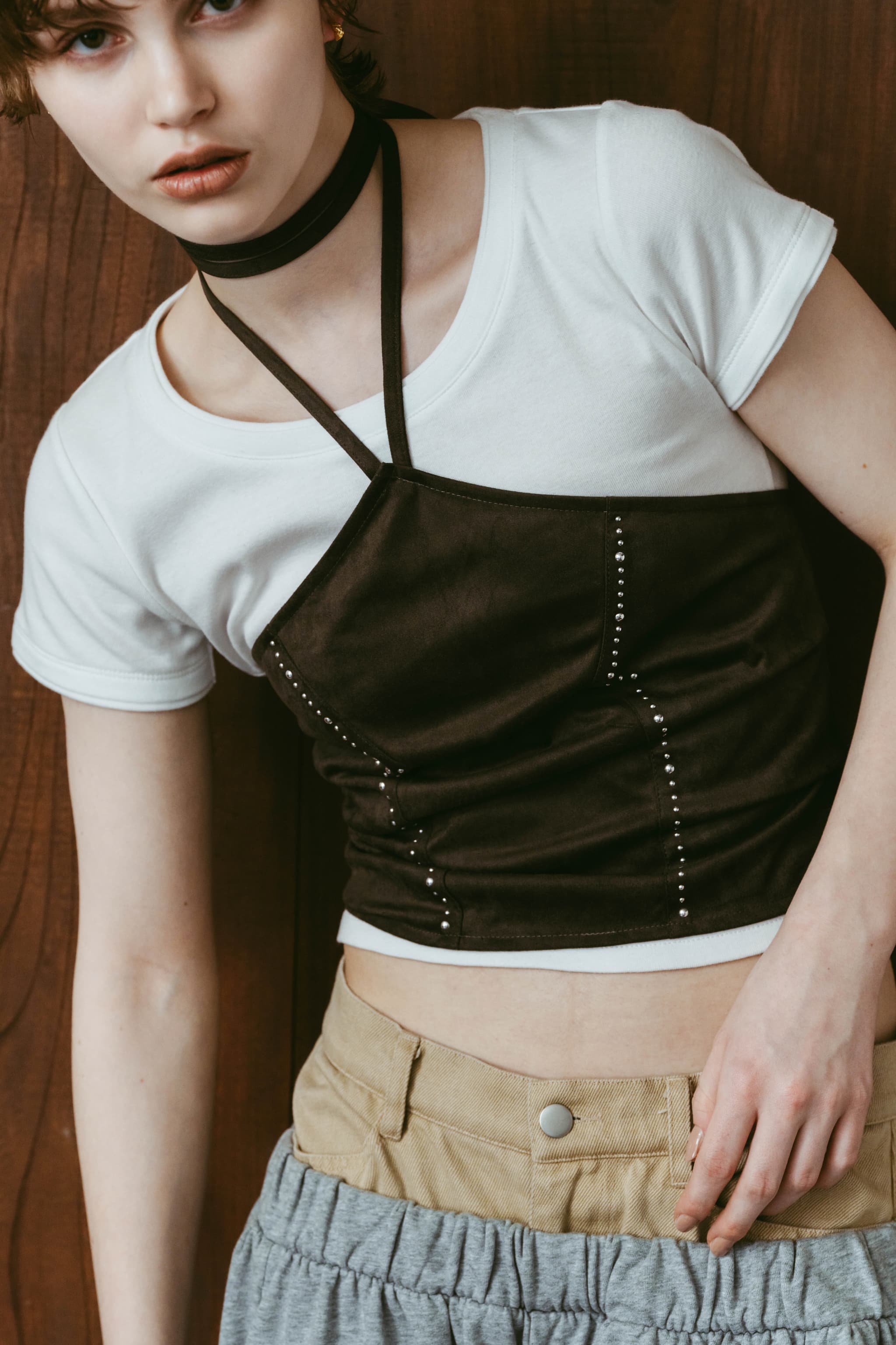 suede bustier top/darkbrown | KNUTH MARF