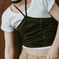 suede bustier top/darkbrown
