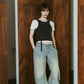 2piece layered tank tee/charcoal