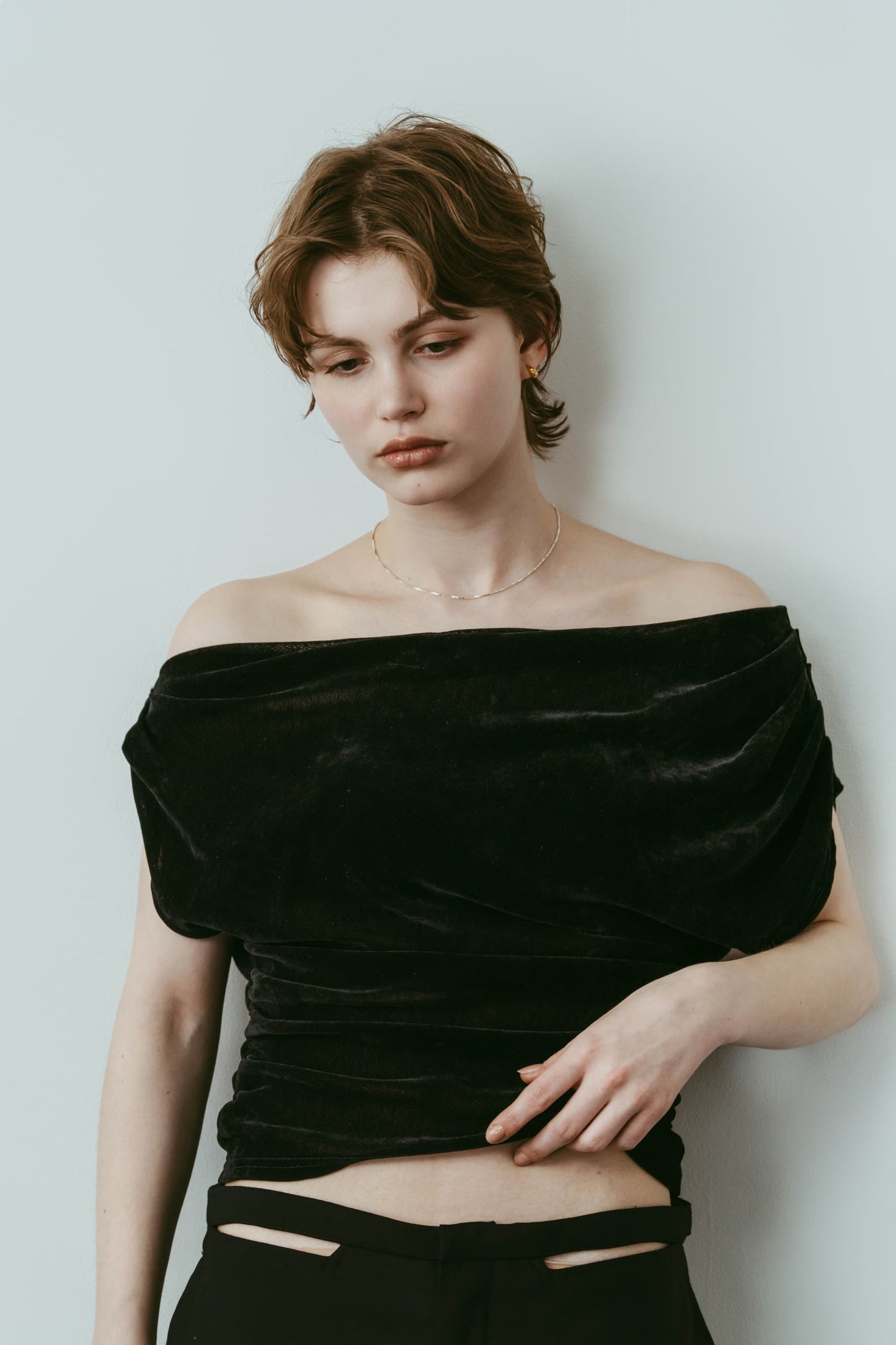 sheer velour top/black