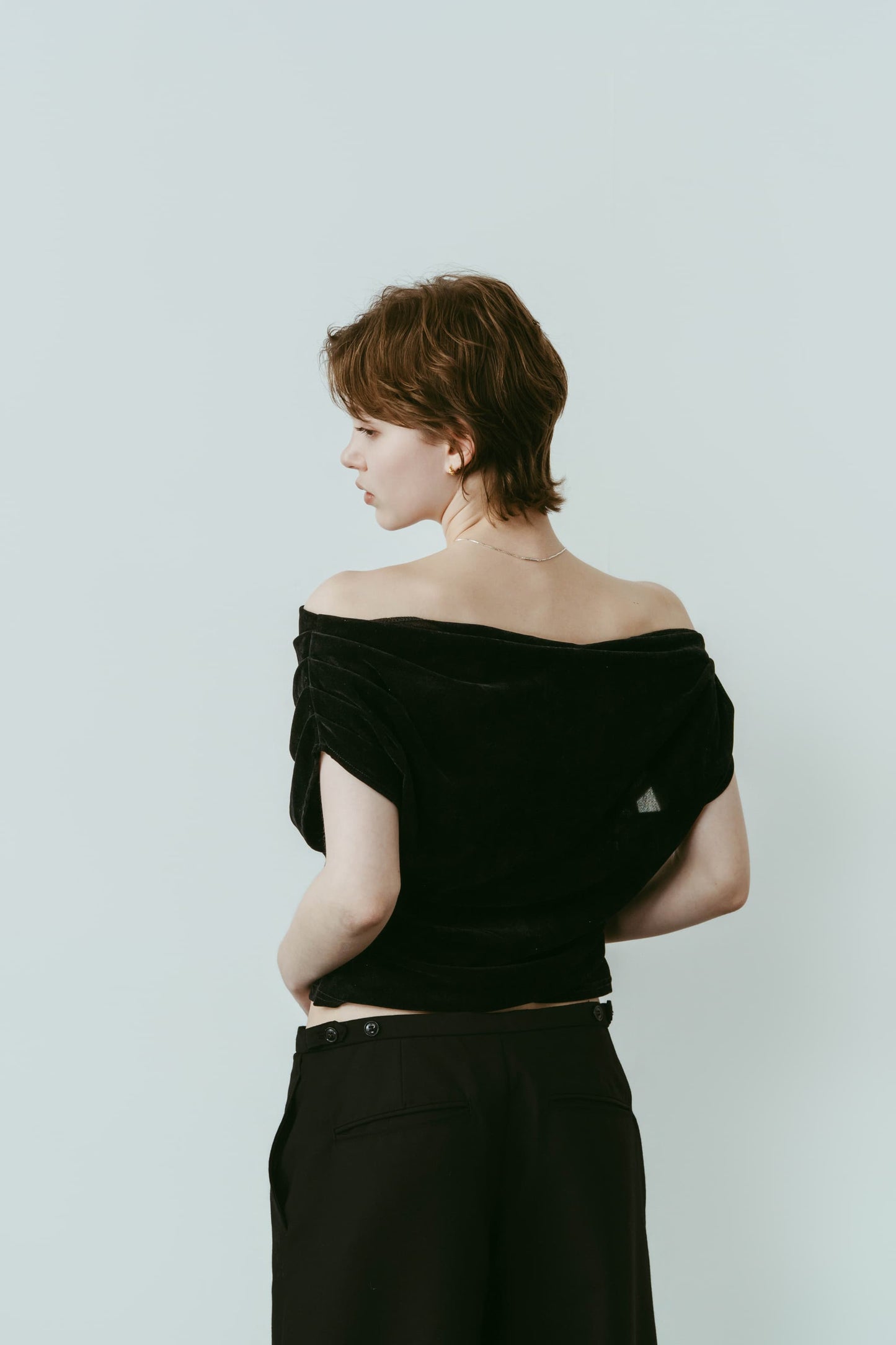 sheer velour top/black