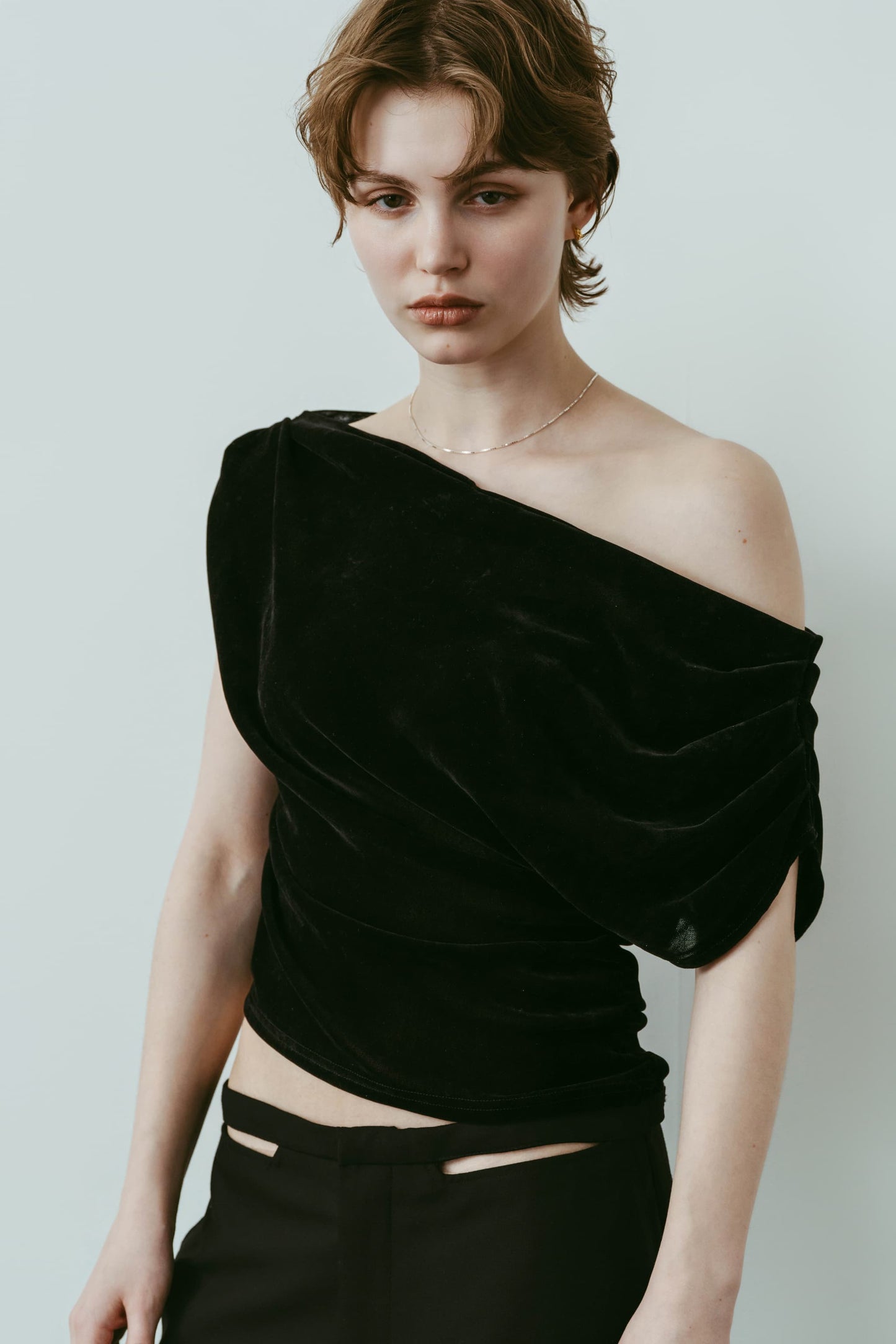 sheer velour top/black