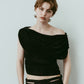 sheer velour top/black