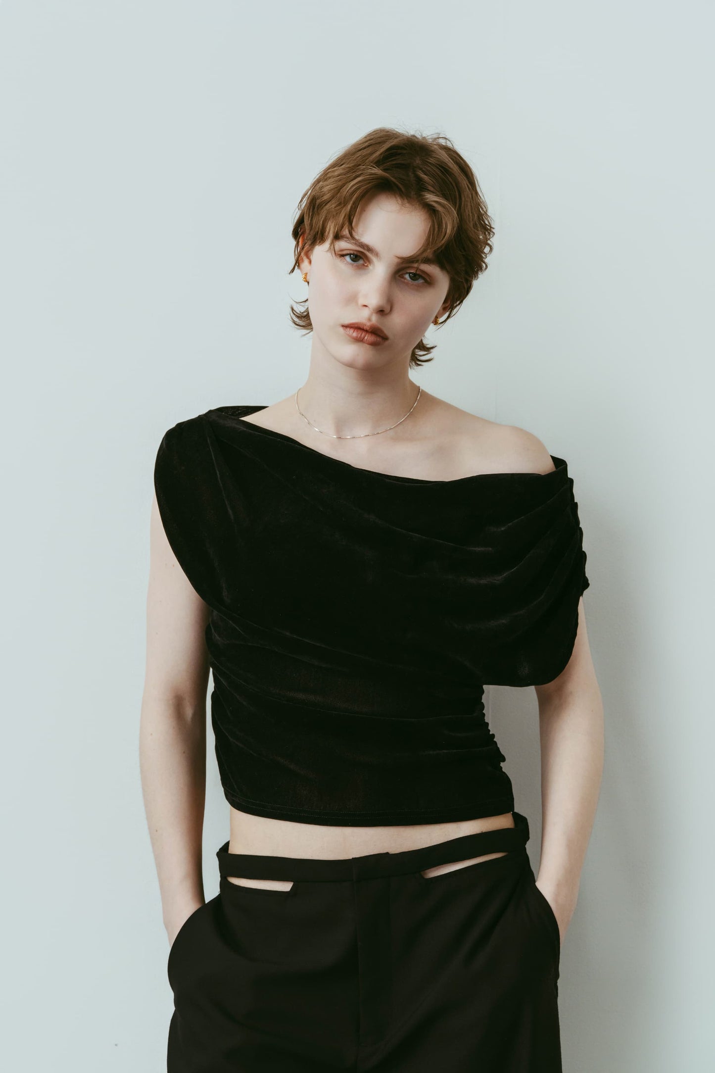 sheer velour top/black
