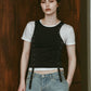 2piece layered tank tee/charcoal