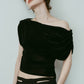sheer velour top/black