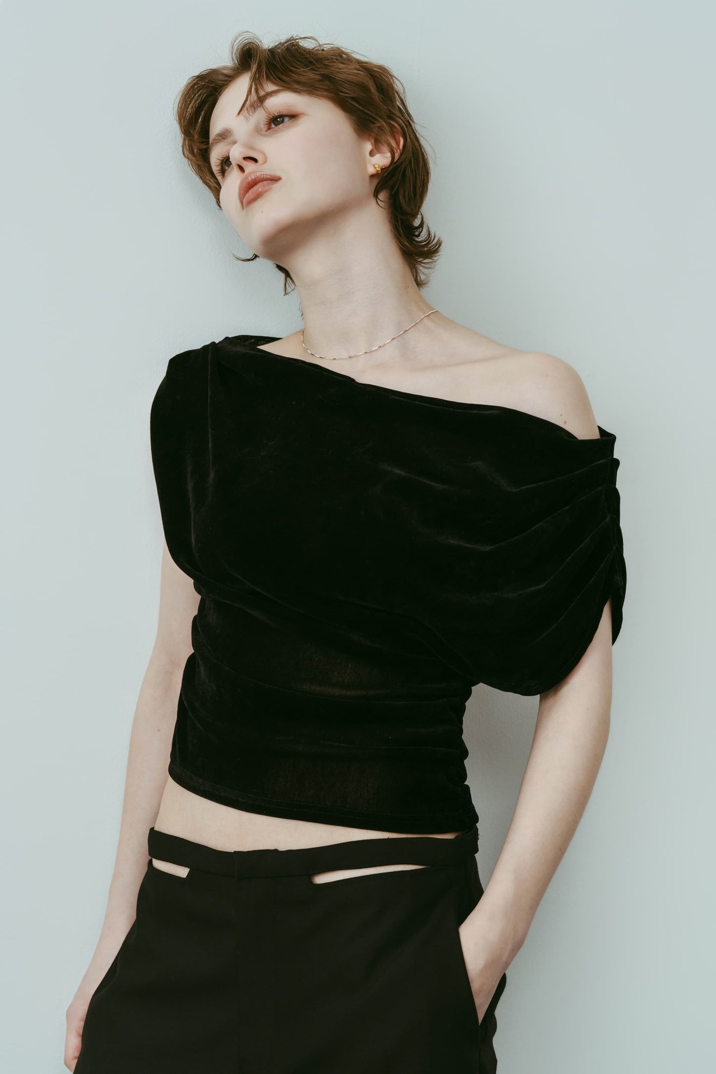 sheer velour top/black
