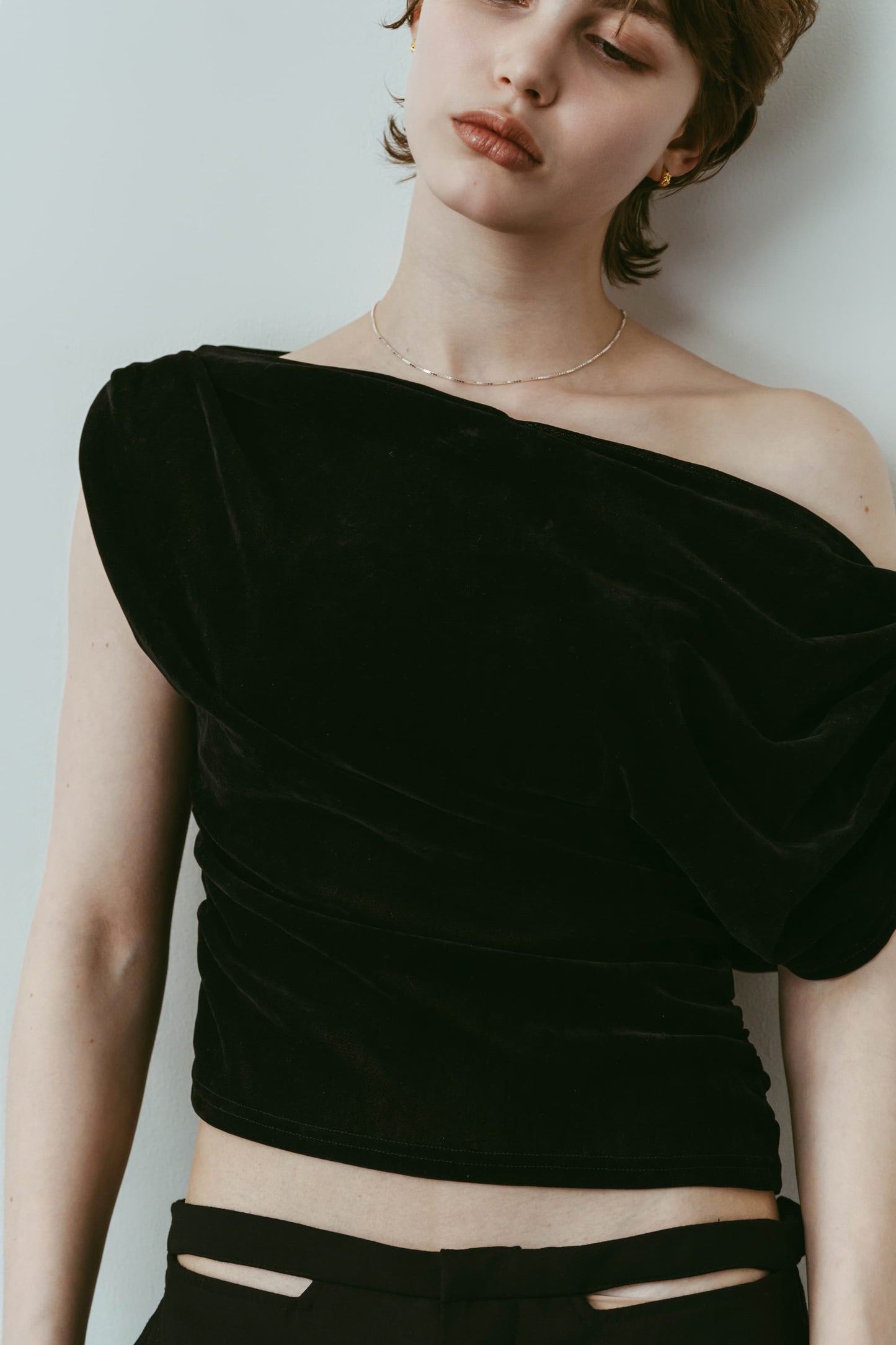 sheer velour top/black