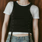 2piece layered tank tee/charcoal