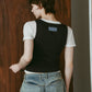 2piece layered tank tee/charcoal