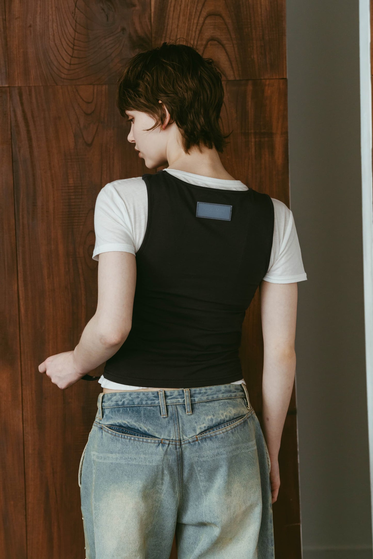 2piece layered tank tee/charcoal