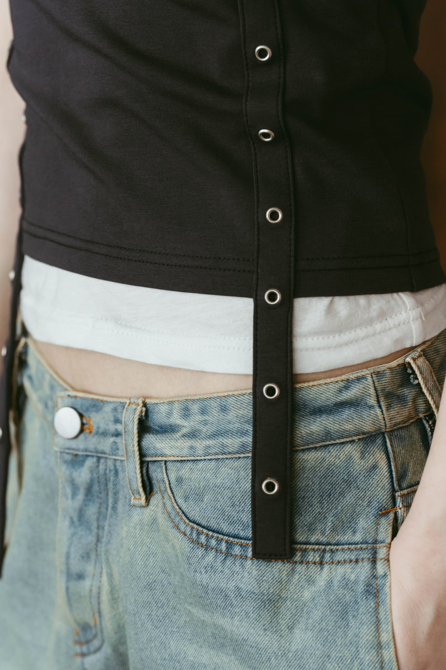 2piece layered tank tee/charcoal