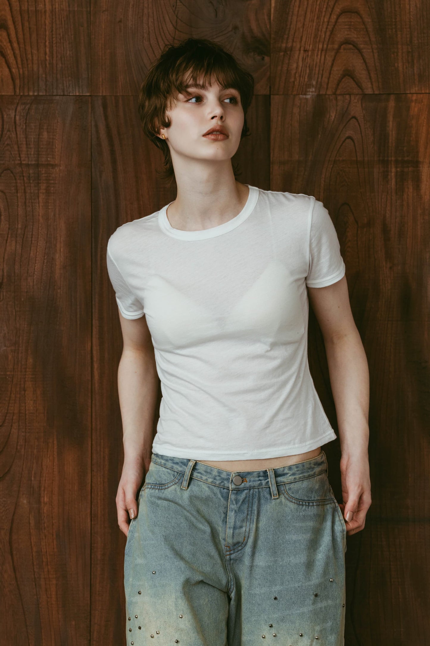 2piece layered tank tee/charcoal