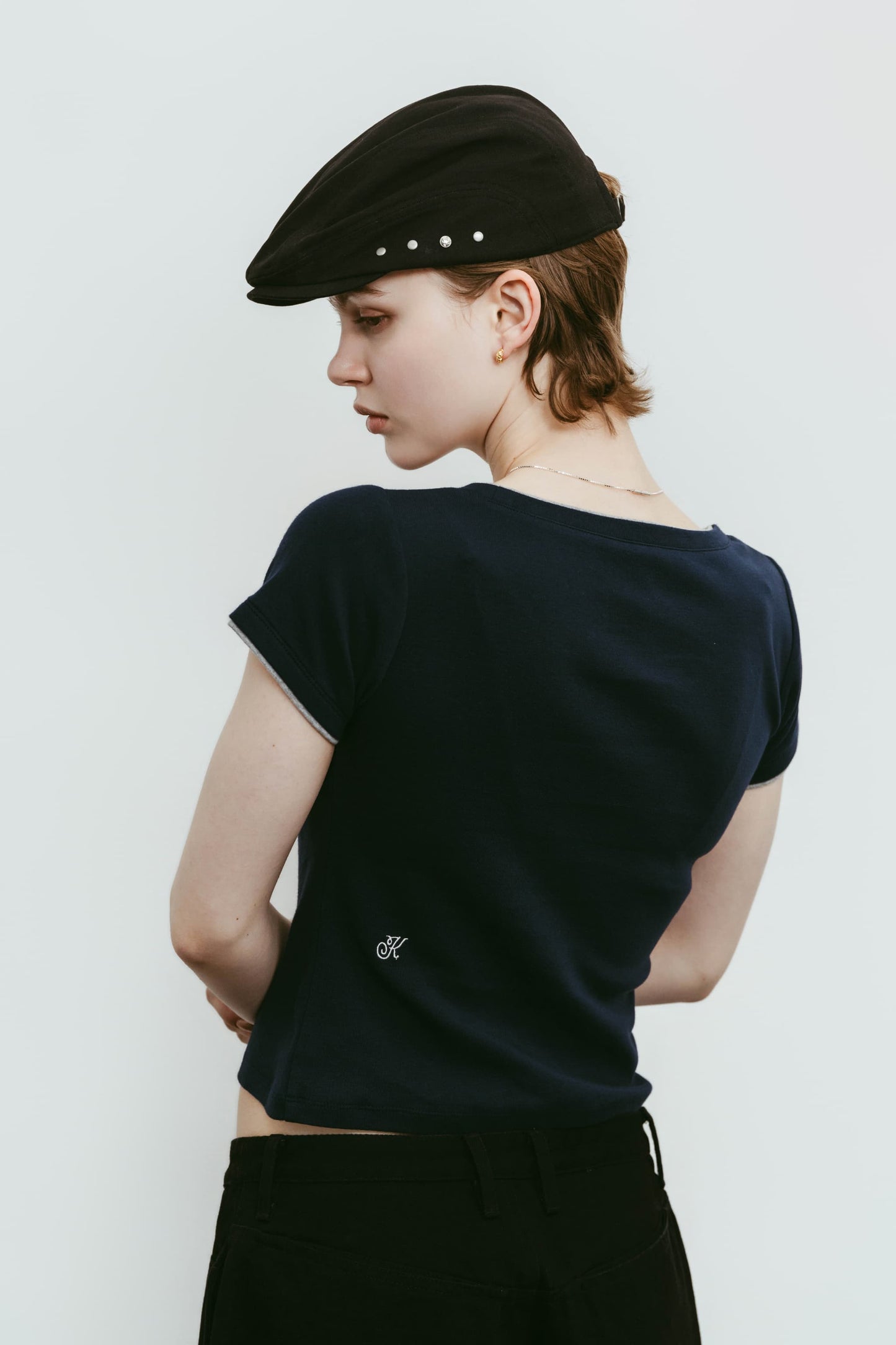 layered crewneck tee/4color