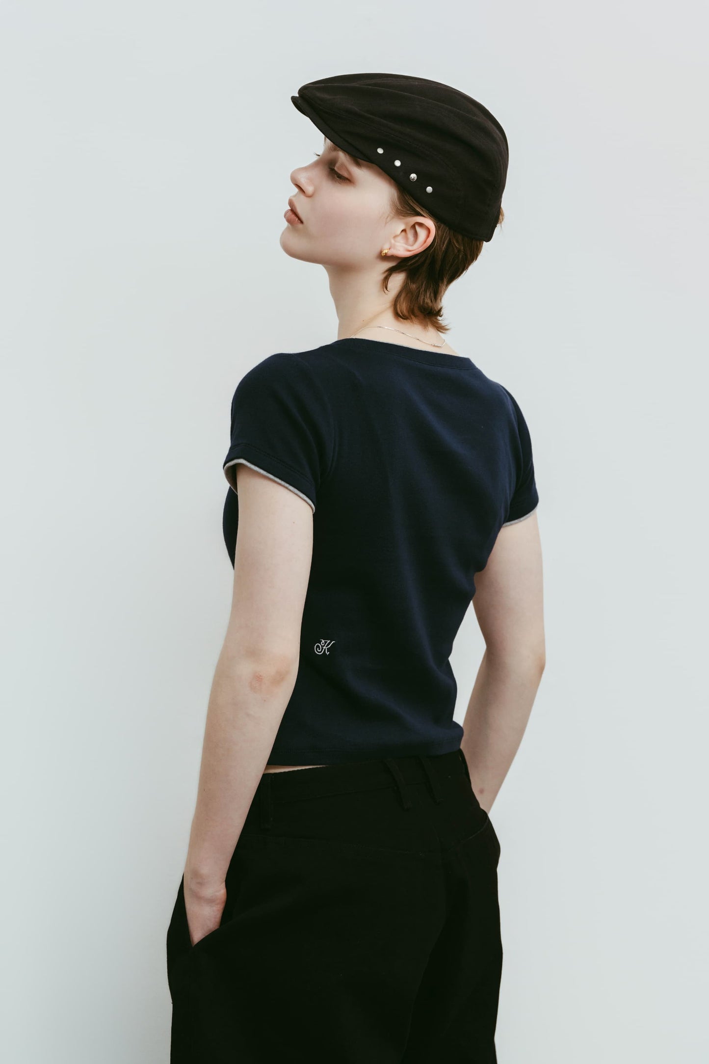 layered crewneck tee/4color