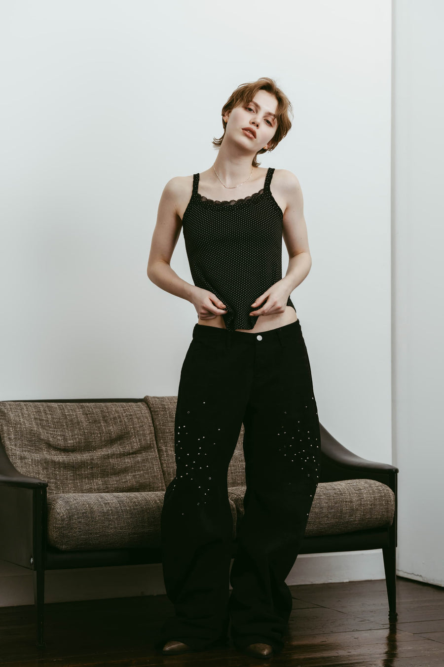 lace detail camisole/3color
