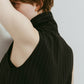 stand neck mini dress/stripeblack
