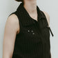 stand neck mini dress/stripeblack