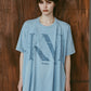 tuck detail oversized tee(unisex)/blue