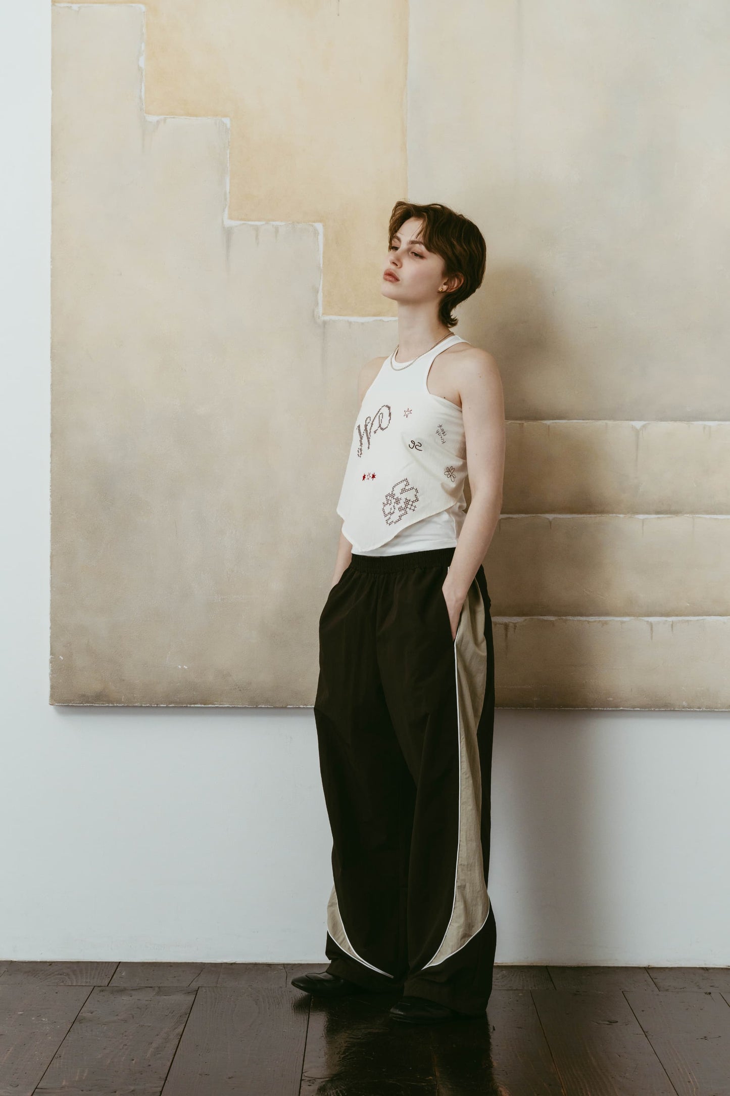 nylon easy pants(unisex)/brown
