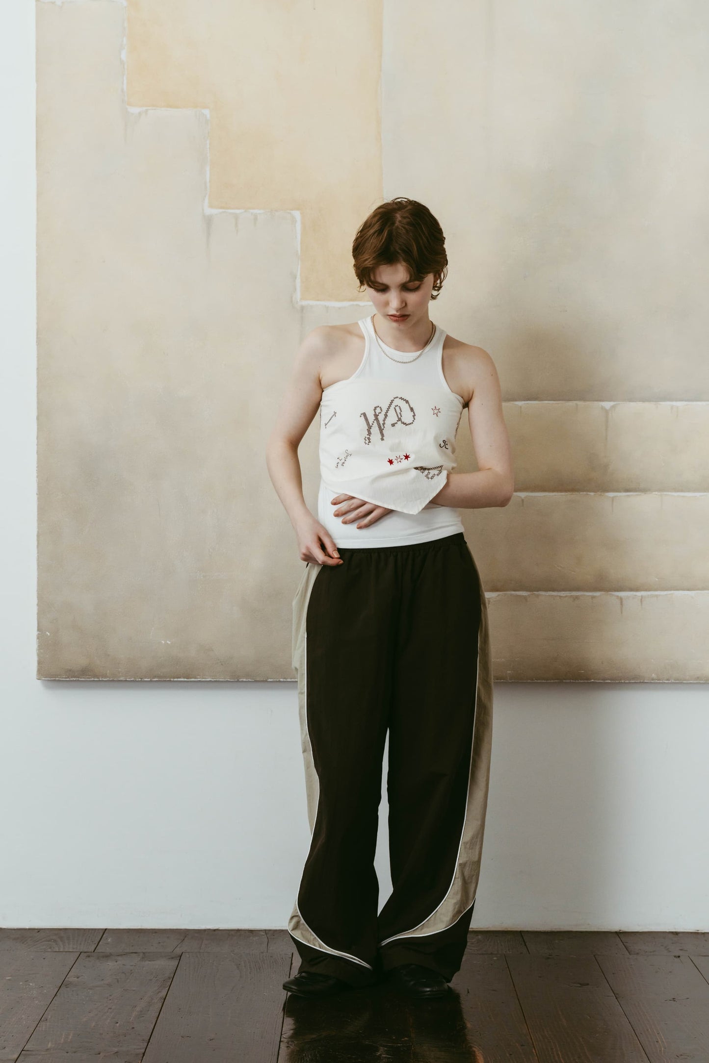 nylon easy pants(unisex)/brown