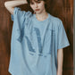 tuck detail oversized tee(unisex)/blue