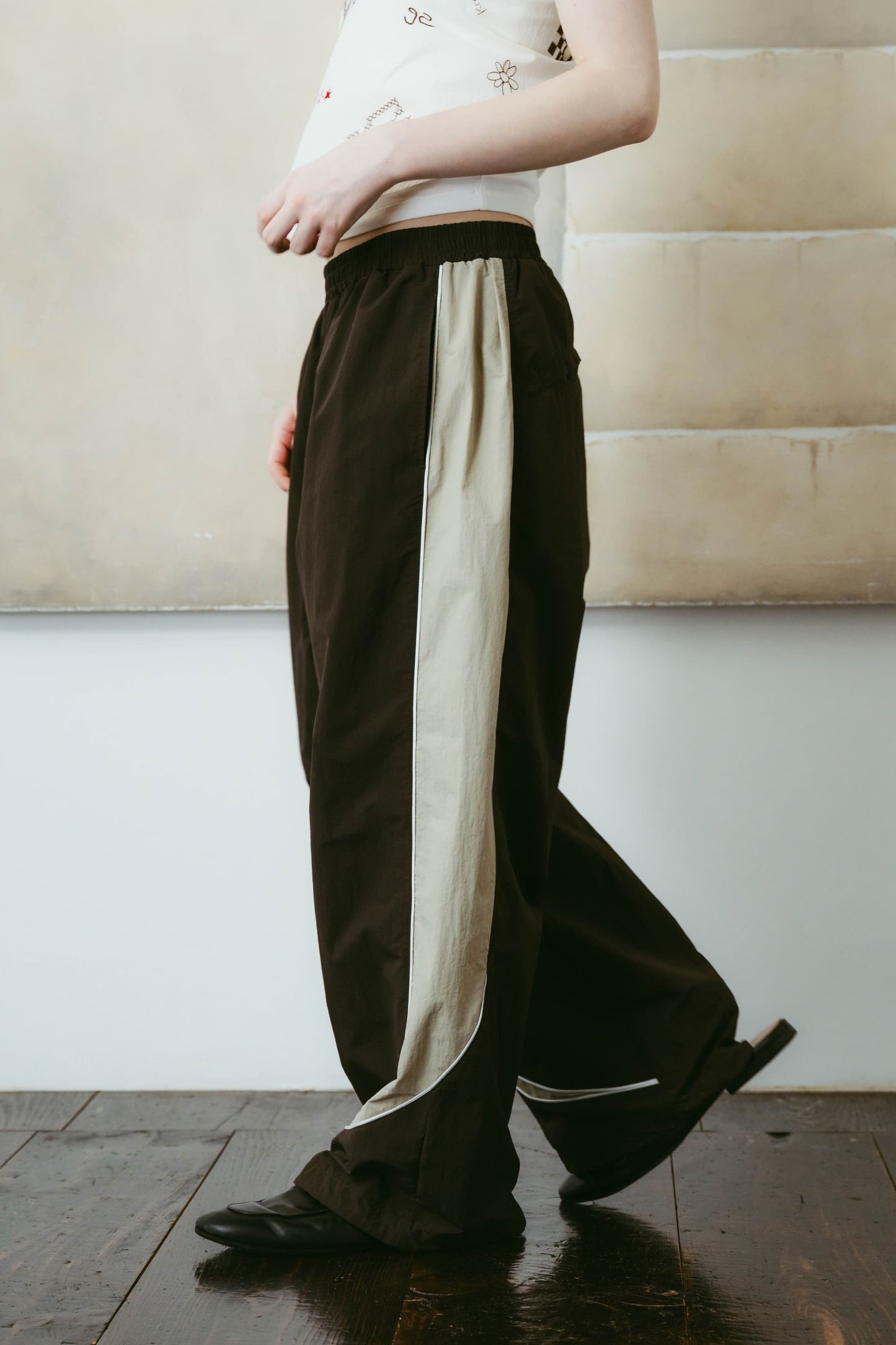 nylon easy pants(unisex)/brown
