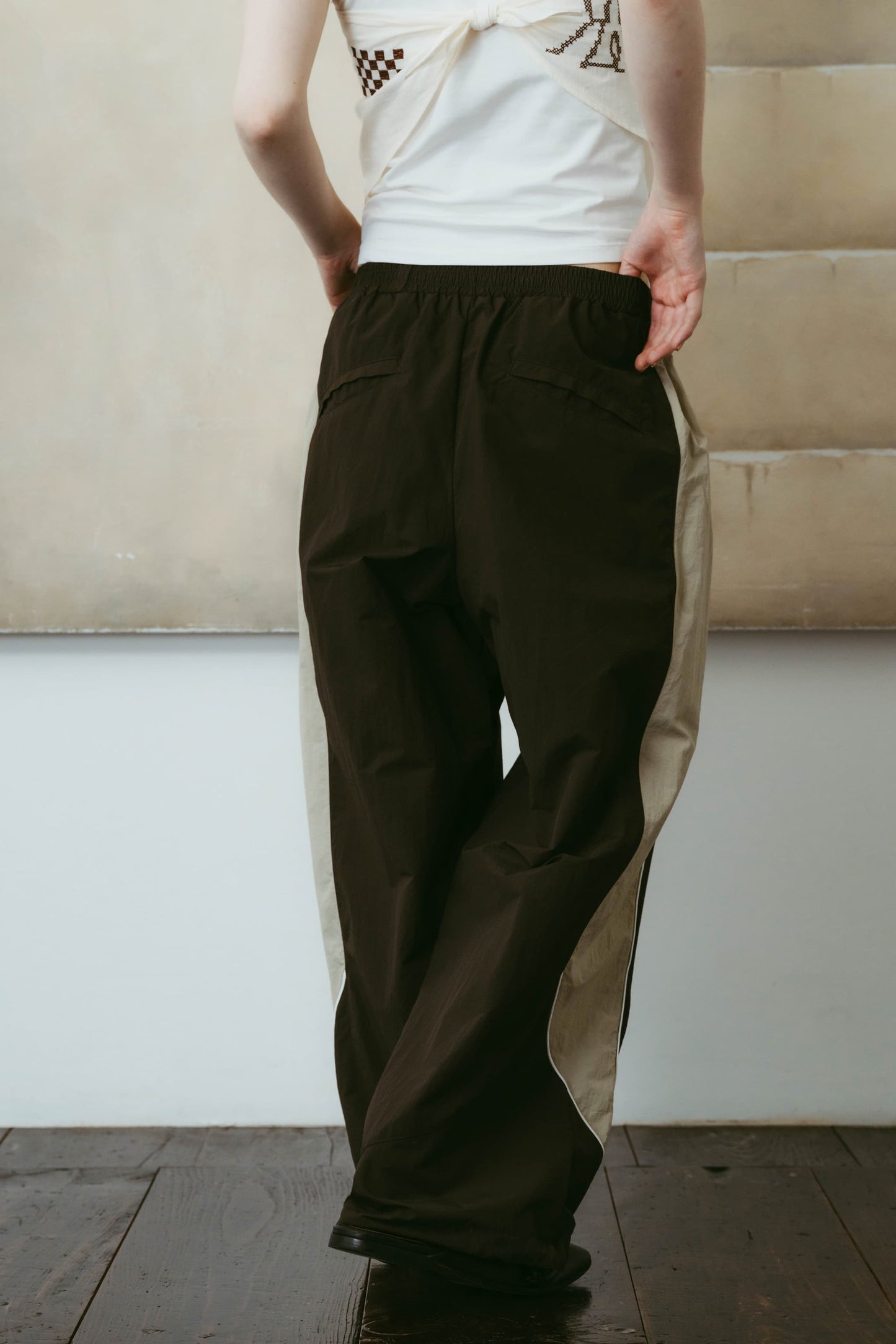 nylon easy pants(unisex)/brown