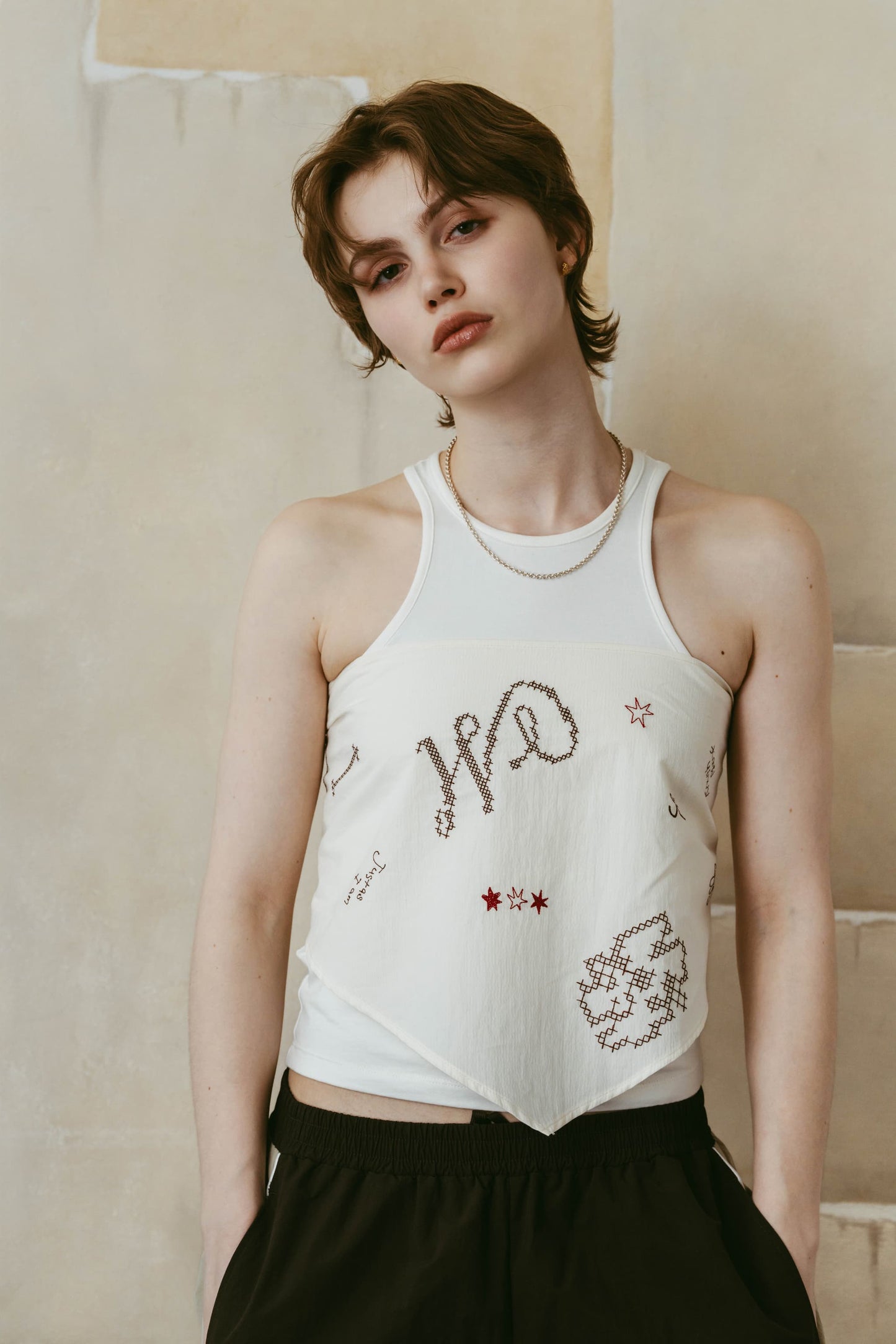 embroidered scarf/3color