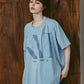 tuck detail oversized tee(unisex)/blue