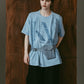 tuck detail oversized tee(unisex)/blue