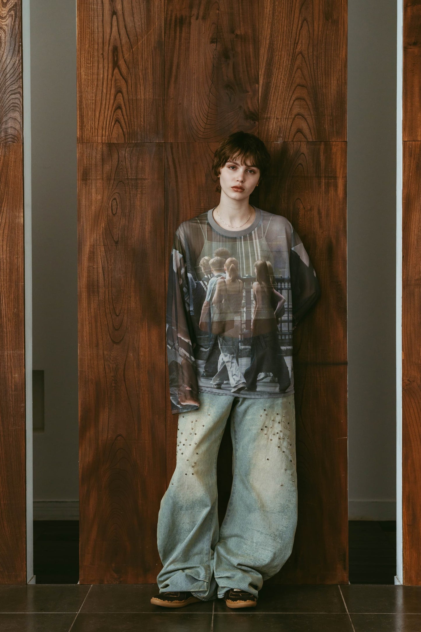 school sheer long-sleeve tee(unisex)/girls