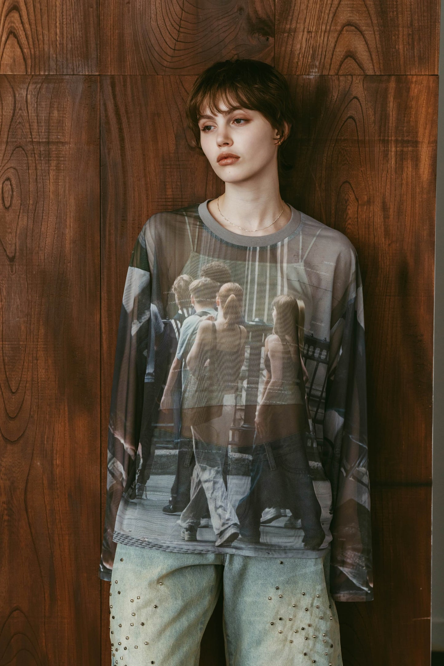 school sheer long-sleeve tee(unisex)/girls