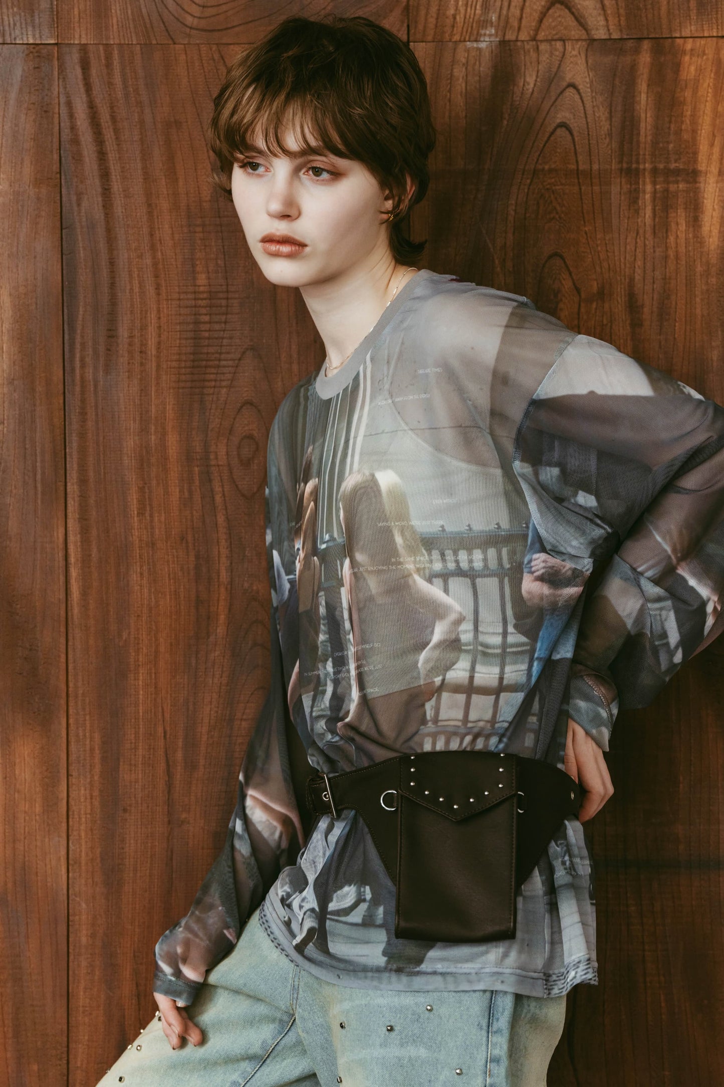school sheer long-sleeve tee(unisex)/girls